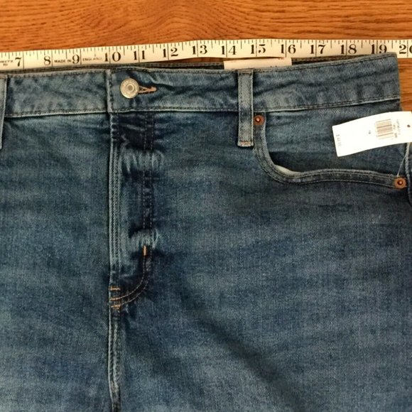 OLD NAVY OG STRAIGHT HIGH RISE JEANS WOMENS 18 BLUE STRETCH DENIM ANKLE 39"x28" - Picture 11 of 16